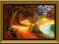 Waiting in the Park, Artwork by DMS - 6-19-15 - Signed - Framed